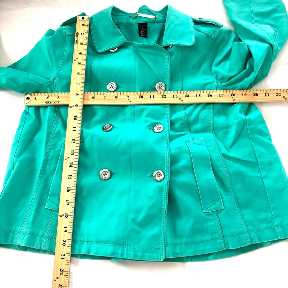 White House Black Market Green Swing Double Breasted Jacket SZ 8 Worn 1X - Picture 4 of 10